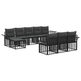 vidaXL Conjunto De Sof&aacute;s De Exterior 10 Pcs Negro Y Gris Oscuro Vidaxl