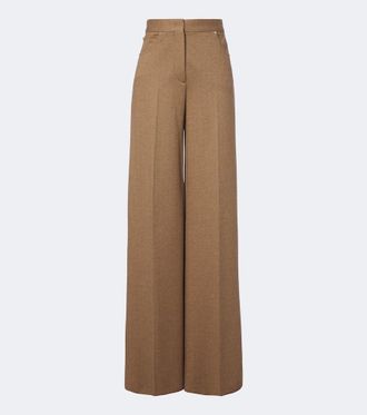 Max Mara Pantalones anchos en mezcla de pelo y lana