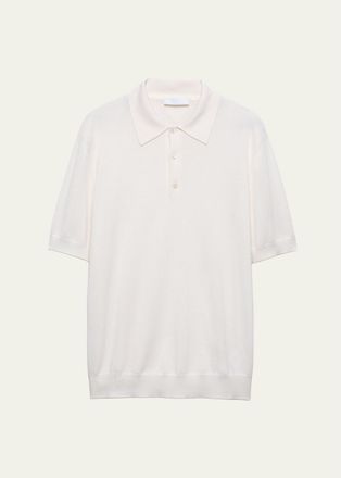 Prada Mens Cashmere and Silk Knit Short-Sleeve Polo Shirt