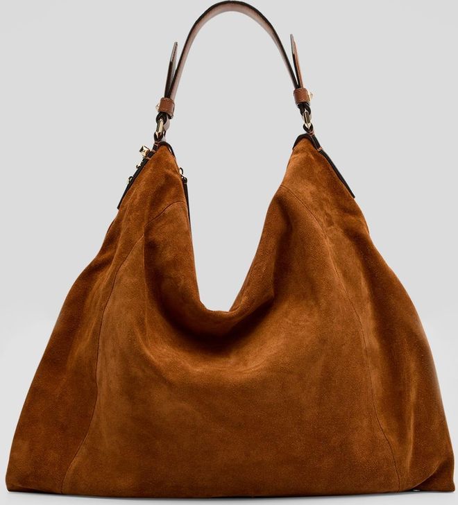 Ana Zip Suede Hobo Bag