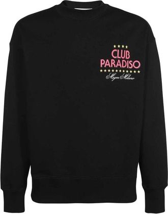 Msgm Gedrukte Katoenen Sweatshirt - Heren - Sweatshirts - Zwart - L - Katoen - Hoodies & sweatvesten