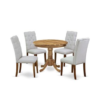 East West Furniture Dining Room Set Natural, ANEL5-ANA-05