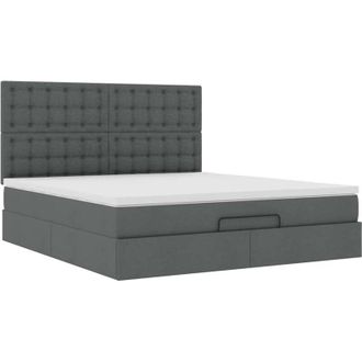 vidaXL Vidaxl - Estructura Cama Otomana Colch&oacute;n Tela Gris Oscuro 160x200 Cm