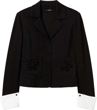 Twin-Set Blazer met bloemenapplicatie - Zwart