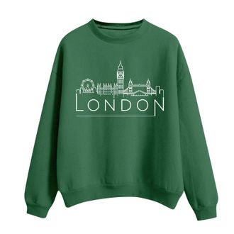 Generic Daily Deals of The Day Tunic Sweatshirt for Women UK Womens Solid Round Neck Long Sleeved LONDON Printed Hoodie Long Jumpers For Women Uk Plus Prime D