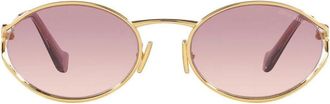 Miu Miu Logo Zonnebril - Dames - Zonnebrillen - Geel - 54 MM - Accessoires