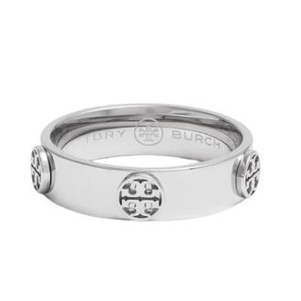 Tory Burch Dunne Band Dubbele-T Logo Oorbellen - unisex - Ringen - Grijs - 45 MM - Accessoires
