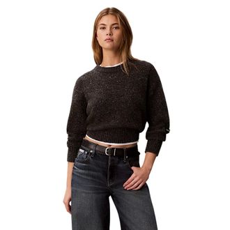 Calvin Klein Gebreide trui met ronde hals - Dames - Truien - Grijs - Maat: M Wol