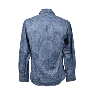 Brunello Cucinelli Paisley Print Denim-Style Shirt - Denim Blue