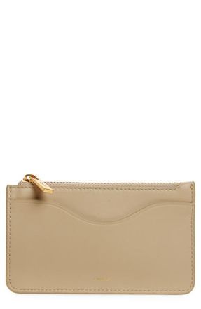 Vince Leather Zip-Top Card Case in Marzipan at Nordstrom