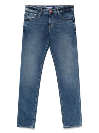 Manuel Ritz logo-patch jeans - men - Cotton/Elastomultiester/Elastane/Polyester/Cotton - 34 - Blue