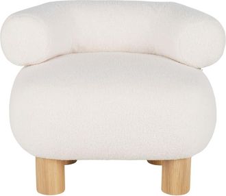 Maisons du monde Sill&oacute;n de madera de roble y poli&eacute;ster blanco