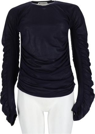J.W.Anderson Blue Fitted Ruched Cotton-Blend Top