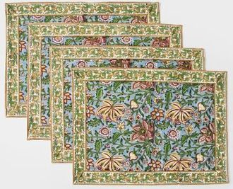 Mela Artisans Florin Hand Block Printed Cotton Placemats - Set of 4 at Nordstrom