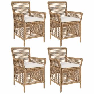 vidaXL Silla De Exterior Con Coj&iacute;n 4 Pcs Beige Y Crema Rat&aacute;n Sint&eacute;tico Vidaxl
