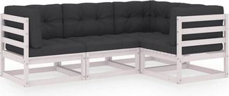 vidaXL Juego De Muebles De Jard&iacute;n 4 Pzas Y Cojines Madera Pino Maciza Vidaxl