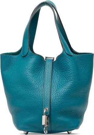 Herm&egrave;s Borsa a mano Picotin Lock 18 in pelle Clemence 2000-2014 - Blu