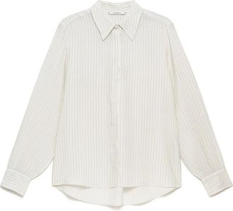 Maliparmi Fluid Stripe Shirt - Dames - Overhemden - Beige - M - Polyester - Overhemden