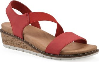 White Mountain Tinnley Wedge Sandal in Red Nubuck at Nordstrom Rack, Size 6.5