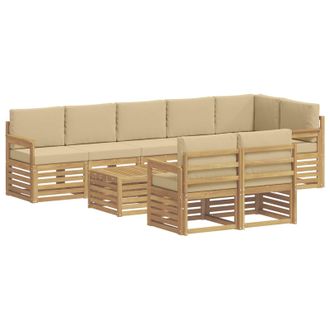 vidaXL Conjunto De Sof&aacute;s De Exterior 9 Uds. Y Beige Poli&eacute;ster Vidaxl