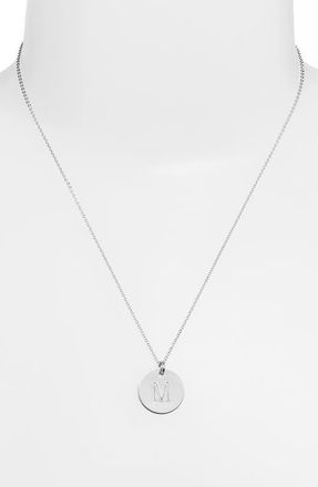 Nashelle Sterling Silver Initial Disc Necklace in Sterling Silver M at Nordstrom