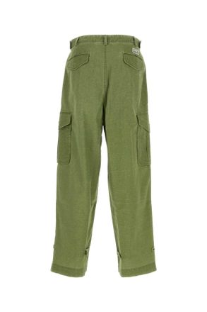Kenzo Mens Green Cotton Cargo Pant Palekhaki Exterior: Pantaloni