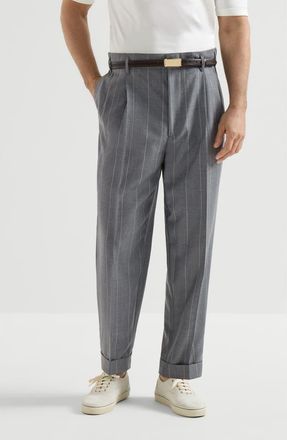 Brunello Cucinelli Chalk stripe trousers in Medium Grey at Nordstrom, Size 48 It