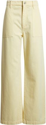 Frame Denim The Bow High Waist Wide Leg Utility Jeans in Lemon at Nordstrom, Size 24