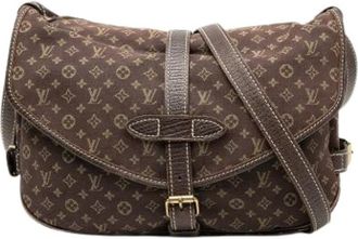 Louis Vuitton Pre-owned Cross Body Bags, female, Brown, Size: ONE SIZE Pre-owned Mini Lin Saumur