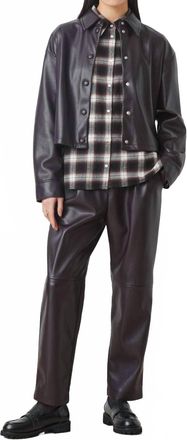 Suncoo Faux Leather Trousers In Chocolate