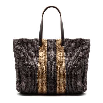 P.A.R.O.S.H. Tote Bags, female, Multicolor, Size: ONE SIZE Borsa Raffia C/Manici Pelle