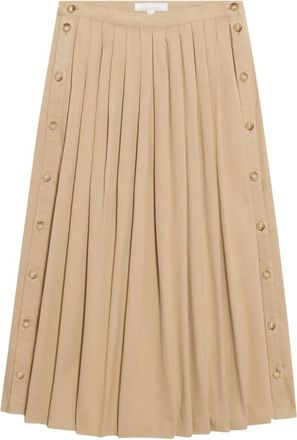 Brooks Brothers Button-Down Cirkelrok - Dames - Midirokken - Beige - 2XS - Katoen - Rokken