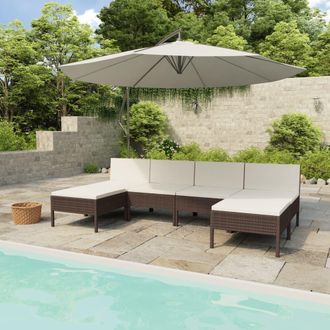 vidaXL Vidaxl - Set Muebles De Jard&iacute;n 6 Piezas Y Cojines Rat&aacute;n Sint&eacute;tico Marr&oacute;n