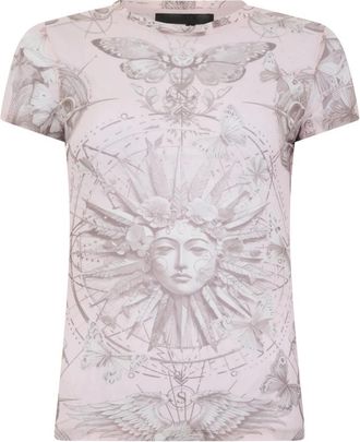 Philipp Plein Tulle Pure Fit T-Shirt Butterfly Tattoo - Dames - T-shirts - Roze - XS - Polyester - Tops