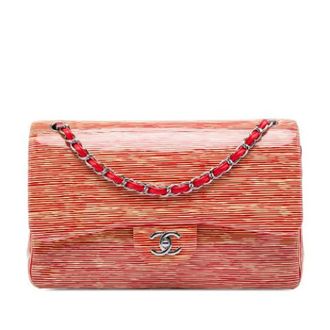 Chanel Pre-owned Gestreepte Patent Leren Schoudertas - Dames - Pre-owned - Rood - Maat: ONE Size Leer