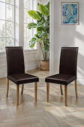 Julian Bowen Hudson High Back Upholstered Dining Chair (Set of 2) in Brown