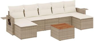 vidaXL Vidaxl - Juego De Sof&aacute;s De Jard&iacute;n Con Cojines Beige 8 Pzas Rat&aacute;n Pe