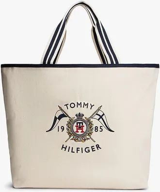 Tommy Hilfiger Nautical Crest Canvas Tote Bag - Beige