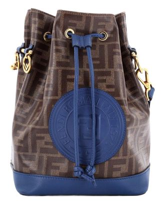 Fendi Fendi Blue Zucca Coated Canvas Mon Tresor Bucket Bag Small (Authentic Pre- Loved)