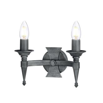 Netlighting Saxon 2 Light Indoor Candle Wall Light Black Silver E14