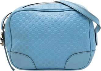 Gucci Pre-owned Embossed Leather Crossbody Bag - Dames - Vintage Schoudertas - Blauw - ONE Size - Leer - Vintage