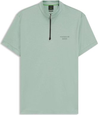 BOSS Porsche x zipper-neck polo shirt in cotton