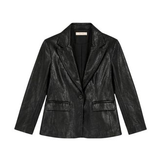 Yes-Zee Single-Breasted Jacket - Dames - Blazers - Zwart - S - Leer - Jassen