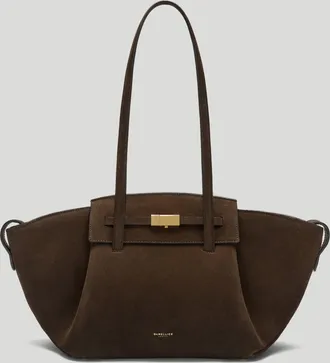 DeMellier The Midi Brooklyn in Mocha Suede Leather Shoulder bag