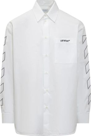 Off-white Grafische Knoopsluiting Overshirt - Heren - Casual Overhemden - Wit - M - Overhemden
