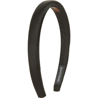 Tasha Skinny Padded Satin Headband in Black at Nordstrom