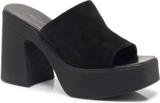 Free People Zoe Platform Slide Sandal in Black Tide Suede at Nordstrom, Size 5.5Us