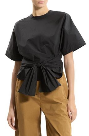 Theory Front Tie Boxy Top in Black at Nordstrom, Size X-Large