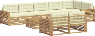vidaXL Conjunto De Sof&aacute;s De Exterior 9 Uds. Blanco Y Crema Poli&eacute;ster Vidaxl
