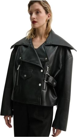 Nanushka Ado Biker Jas - Dames - Zomerjassen - Zwart - XS - Leer - Jassen